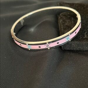 Silver and Pink Bangle Bracelet
